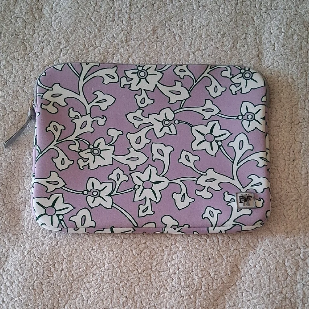 Diane Von Furstenberg Purple and White Floral Laptop Bag New